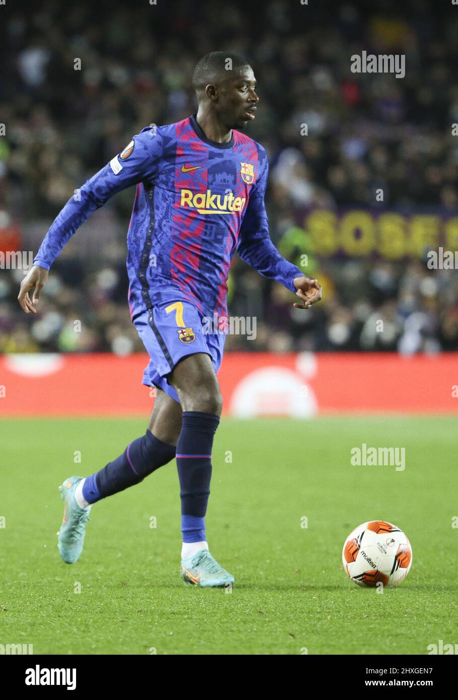 Ousmane Dembele of Barcelona during the UEFA Europa League, Round of 16, 1st leg football match between FC Barcelona and Galatasaray on March 10, 2022 at Camp Nou stadium in Barcelona, Spain - Photo: Jean Catuffe/DPPI/LiveMedia Stock Photo