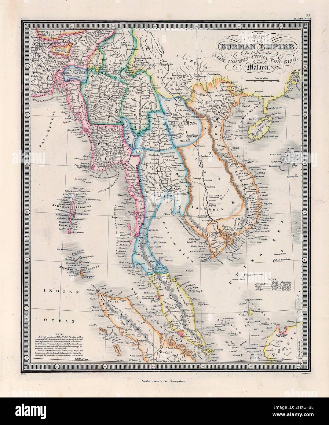 Map of Burma, Siam, Cochin-China and Malaya in mid 1800s