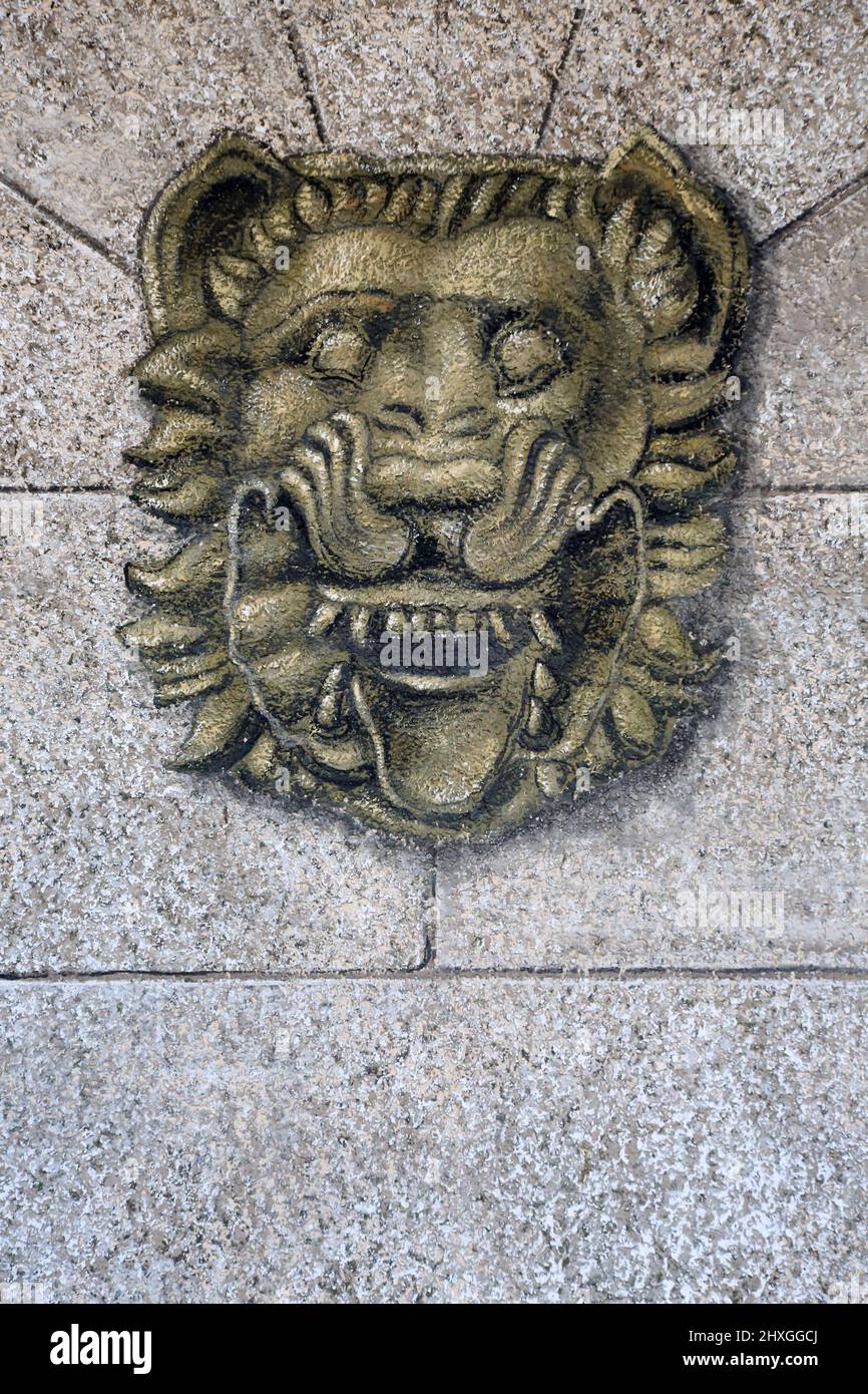 Peinture d'un lion sur un mur. Saint-Gervais-les-Bains. Haute-Savoie. Auvergne-Rhône-Alpes. Haute-Savoie. France. Stock Photo