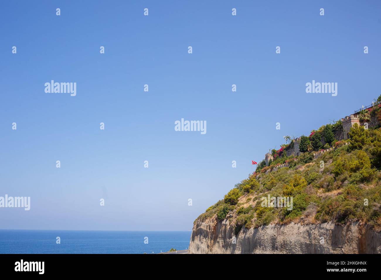 Very picturesque view of the Mediterranean Turkish Sea from a height ...