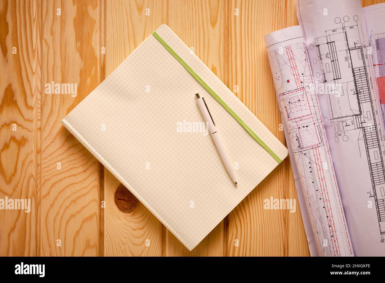 Workplace of foreman or construction engineer Stock Photo