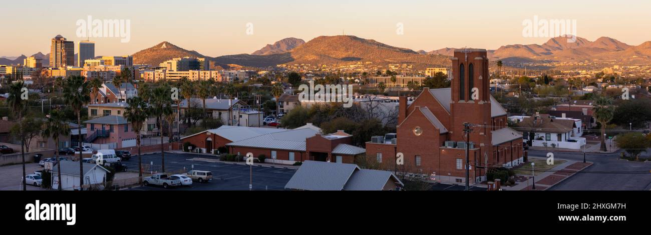 Tucson skyline at sunrise Stock Photo