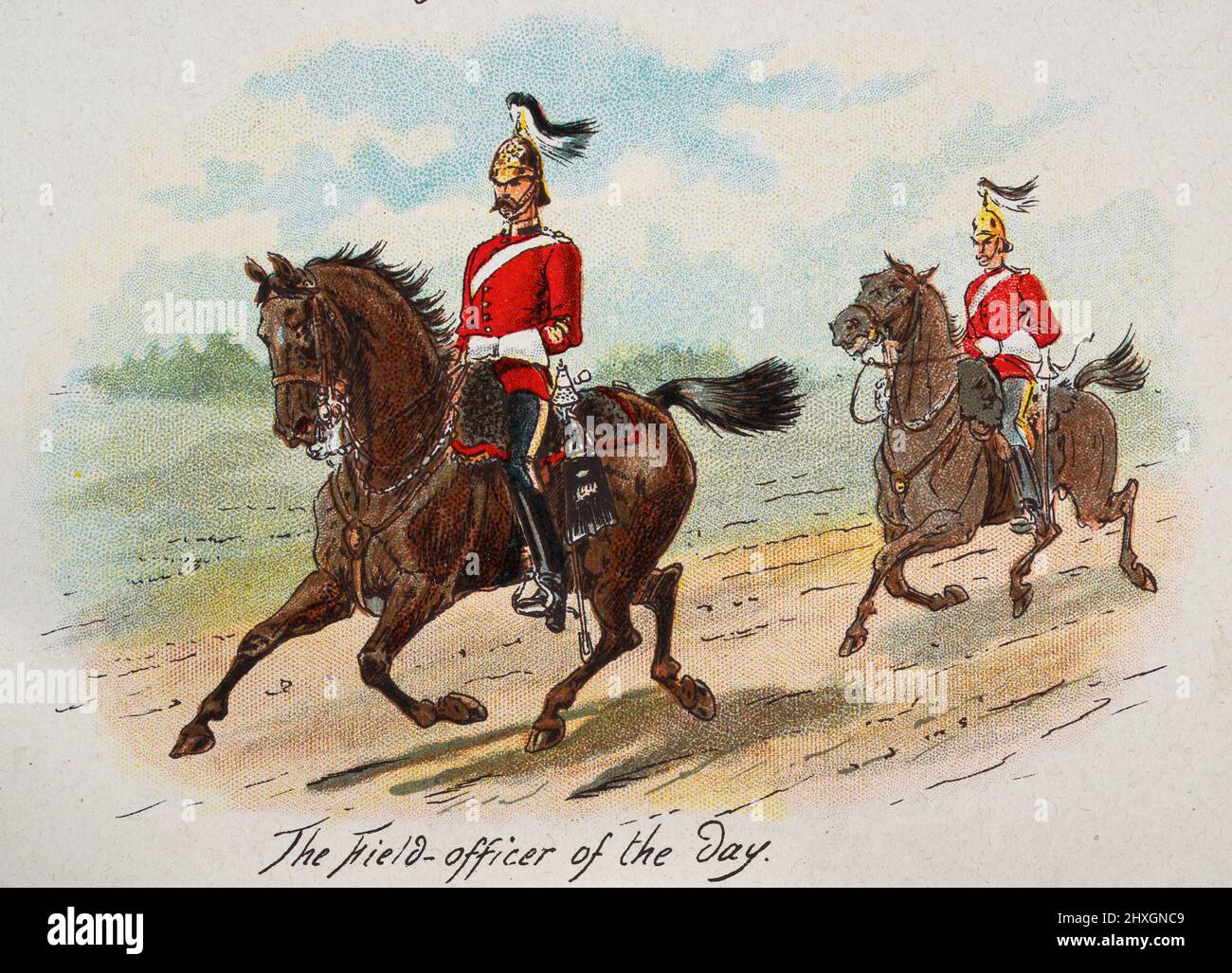 Vintage illustration of Field officer of the day, cavalry, Victorian British Military 19th Century Stock Photo