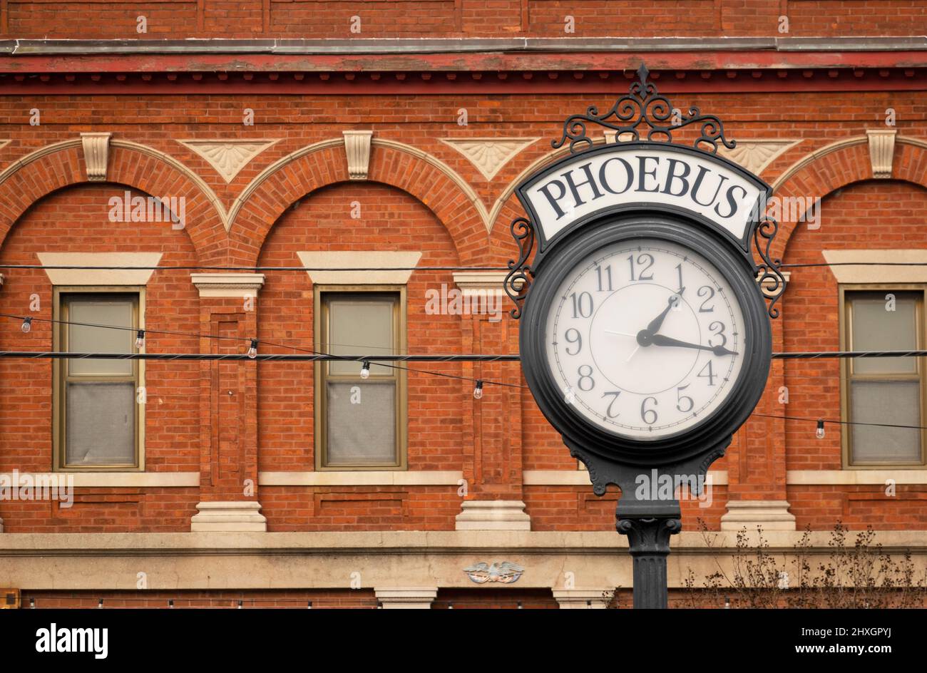 local city clock on street in Phoebus Virginia Stock Photo Alamy