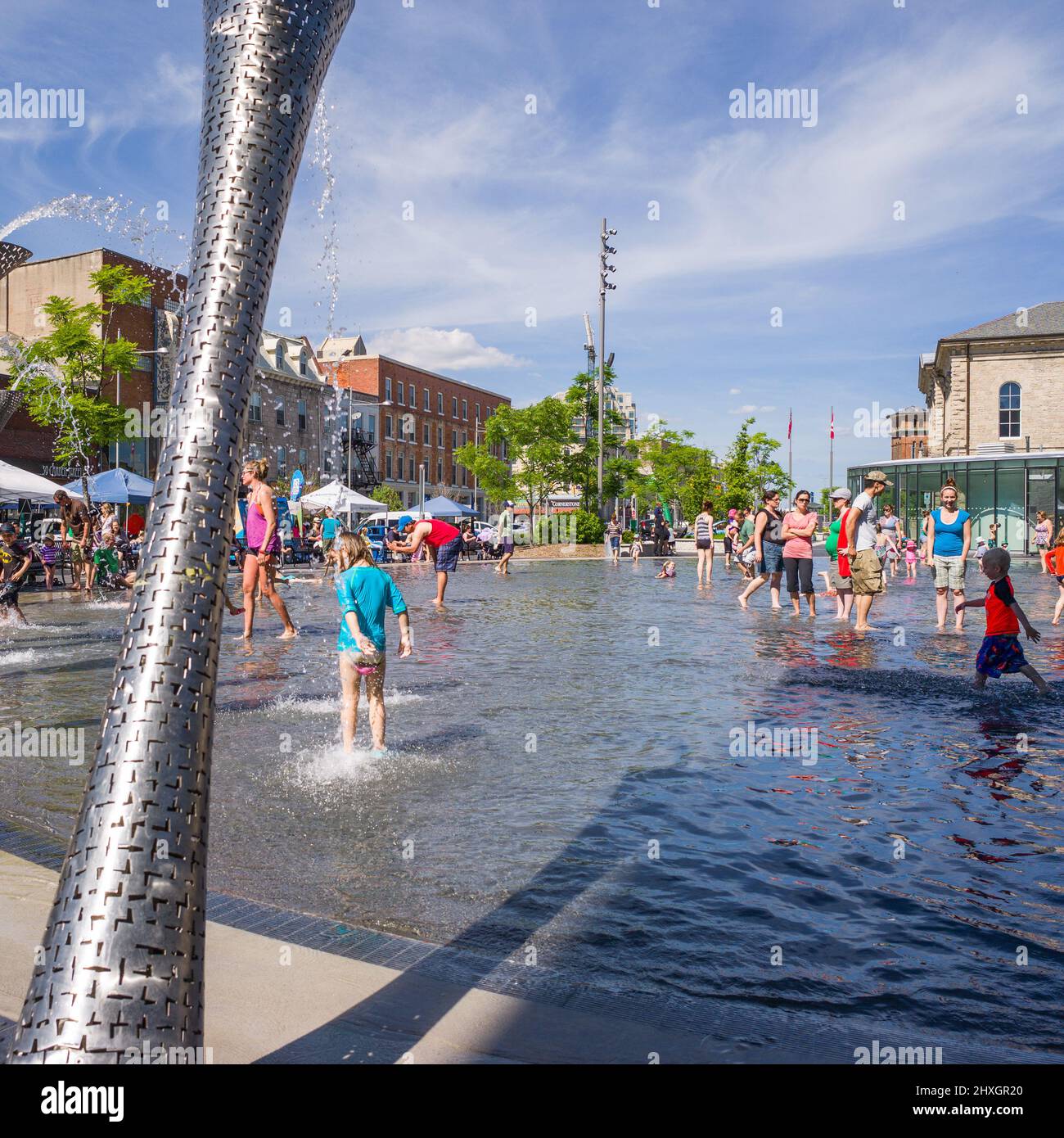 Guelph City Hall splash pad Stock Photo Alamy