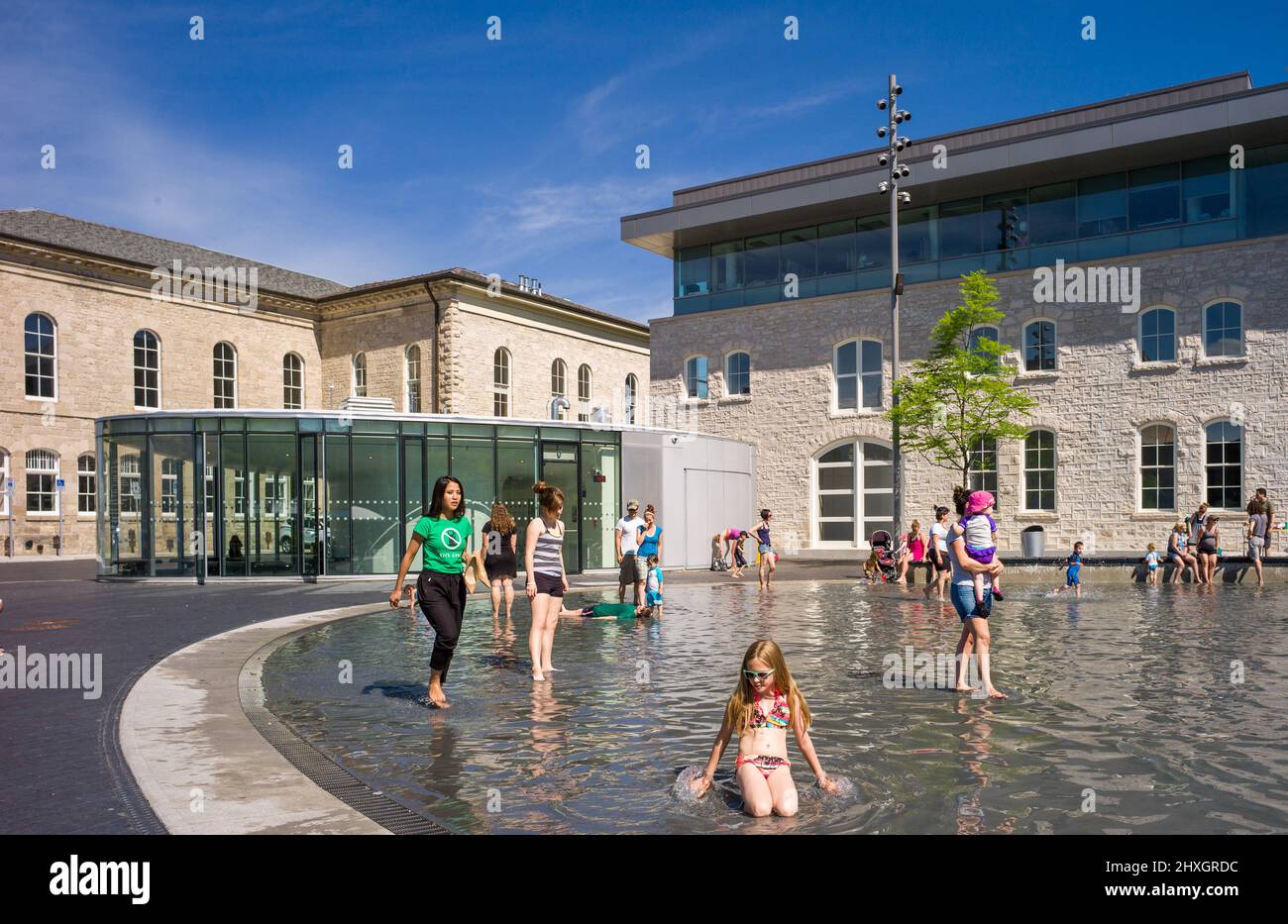 Guelph City Hall splash pad Stock Photo Alamy