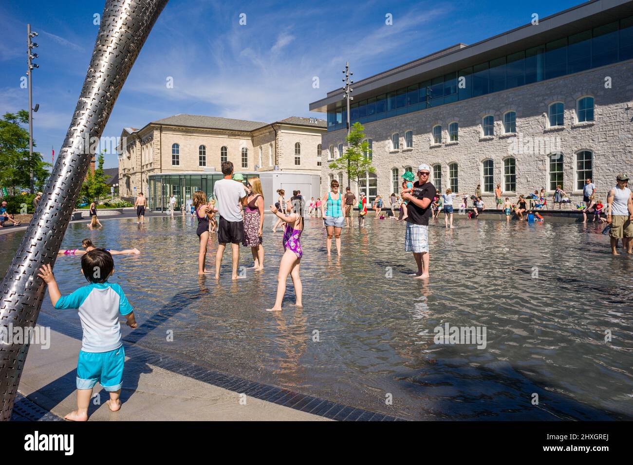 Guelph City Hall splash pad Stock Photo Alamy