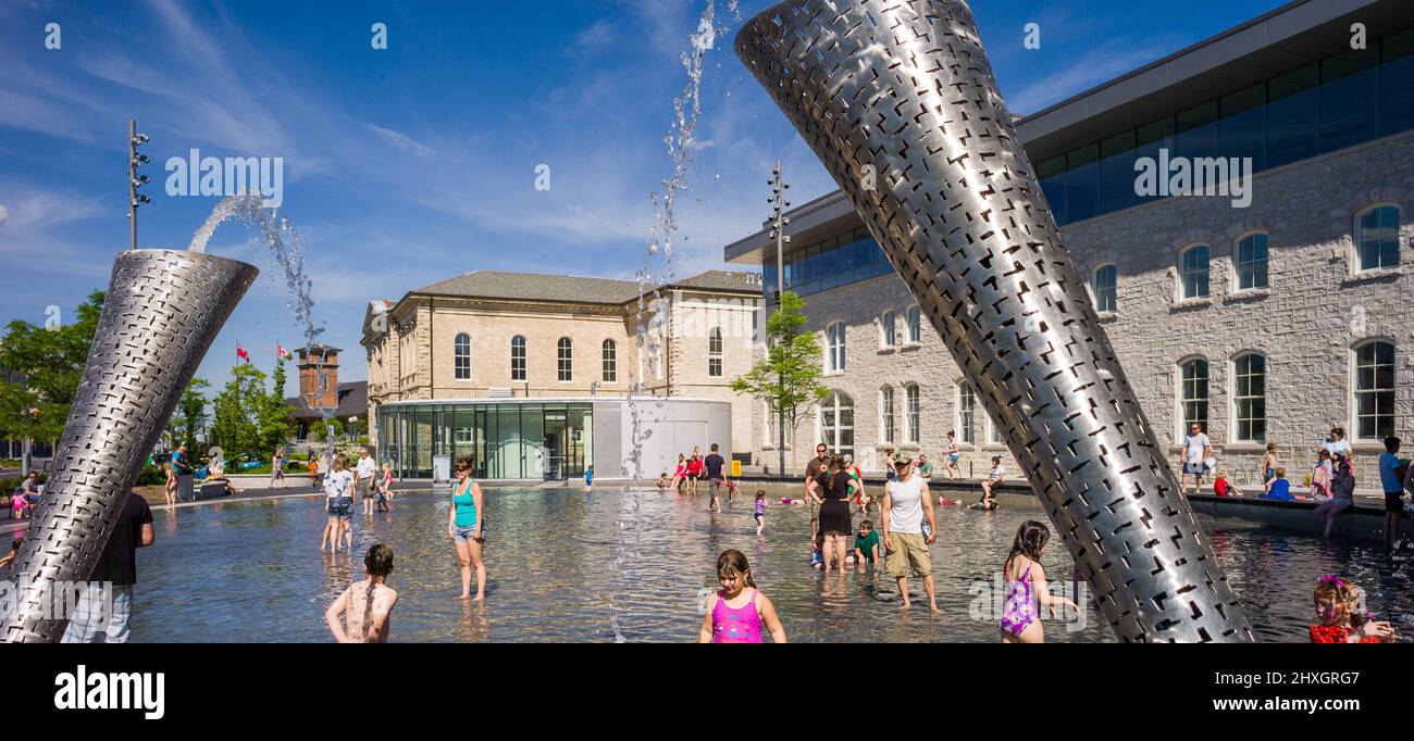 Guelph City Hall splash pad Stock Photo Alamy