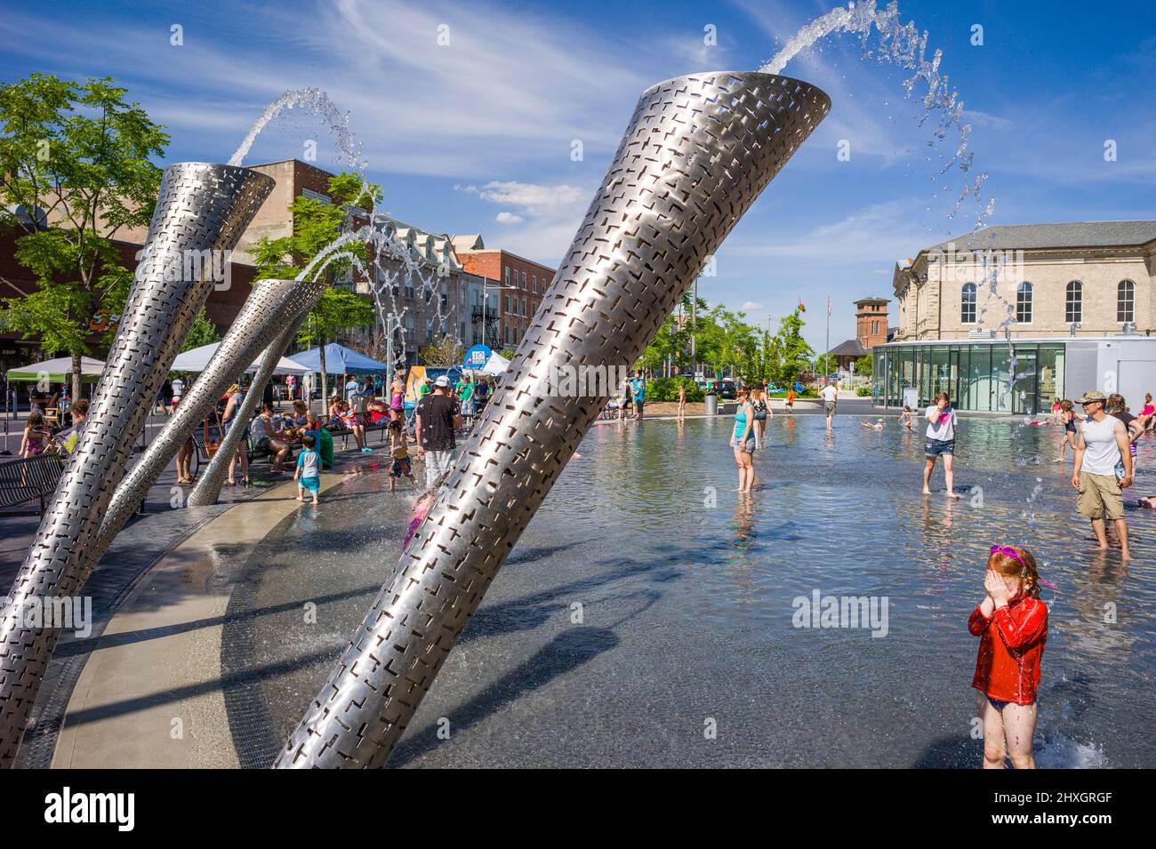 Guelph City Hall splash pad Stock Photo Alamy