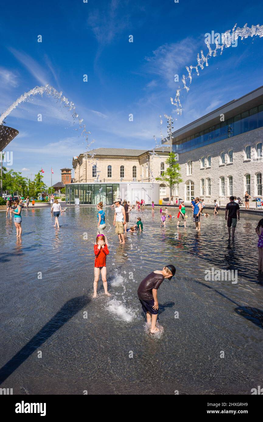 Guelph City Hall splash pad Stock Photo Alamy