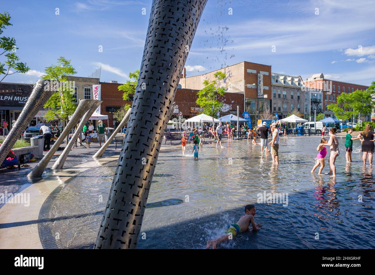 Guelph City Hall splash pad Stock Photo Alamy