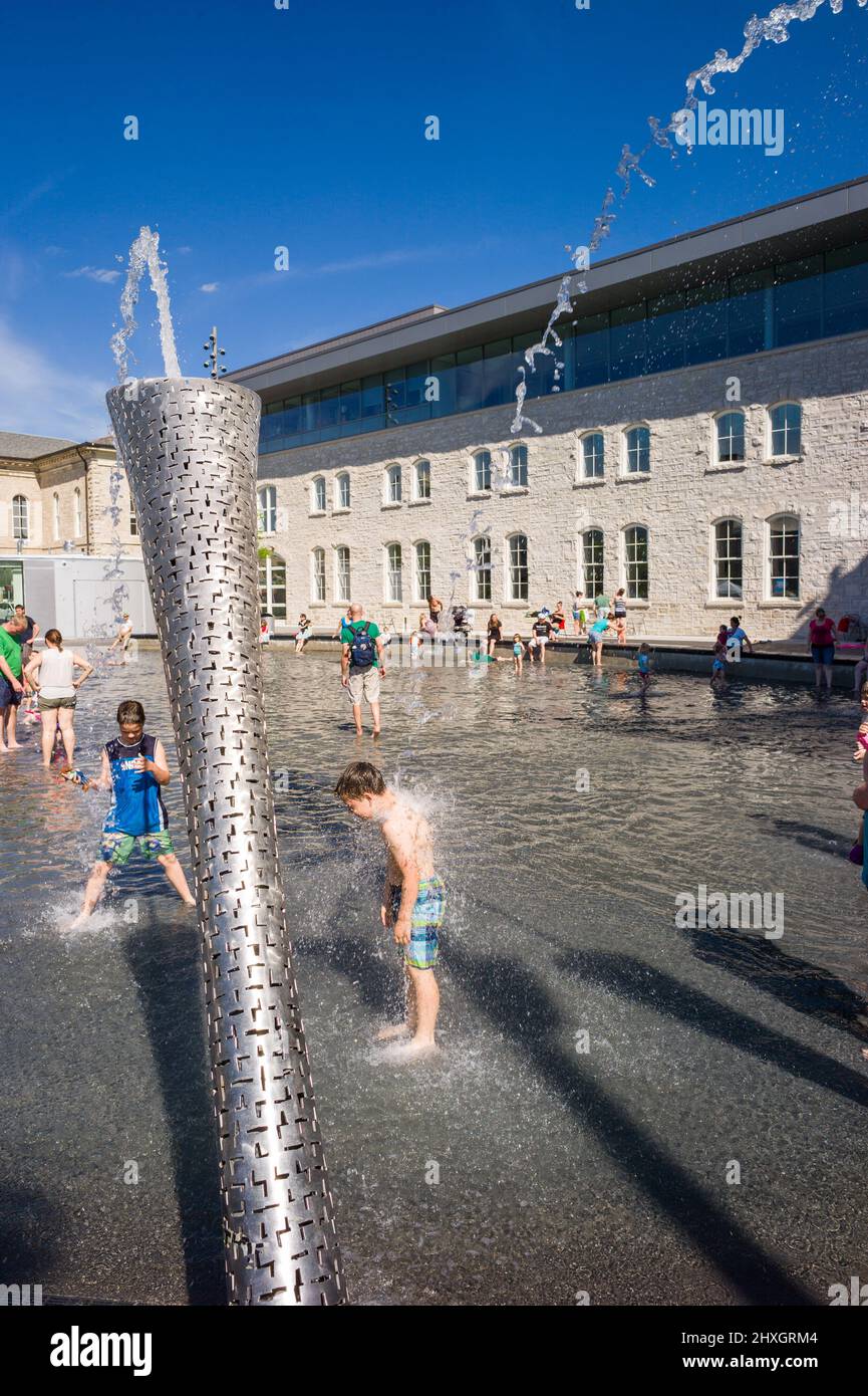 Guelph City Hall splash pad Stock Photo Alamy