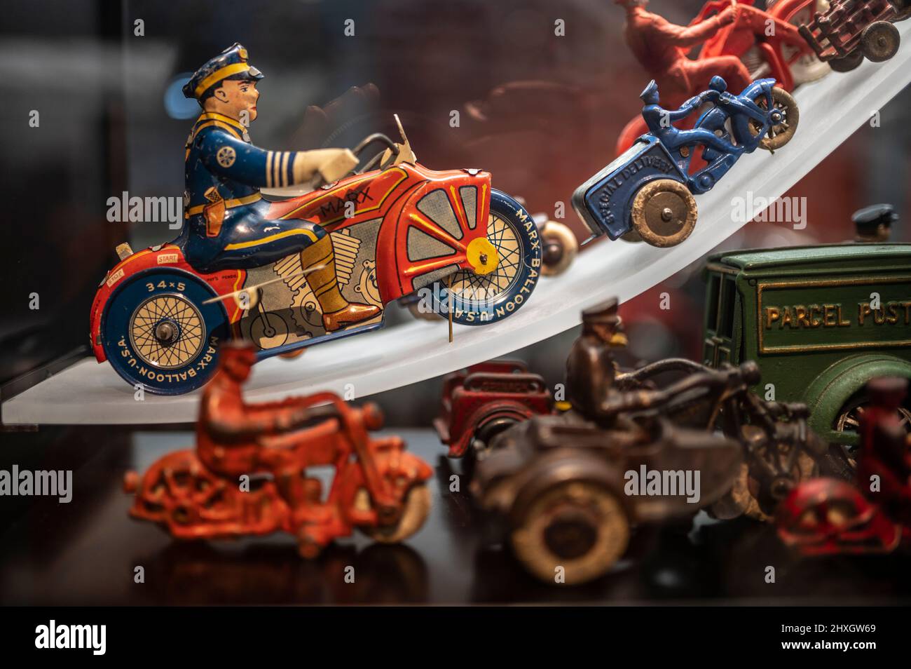 antique toy motorcycles located at the HarleyDavidson museum in
