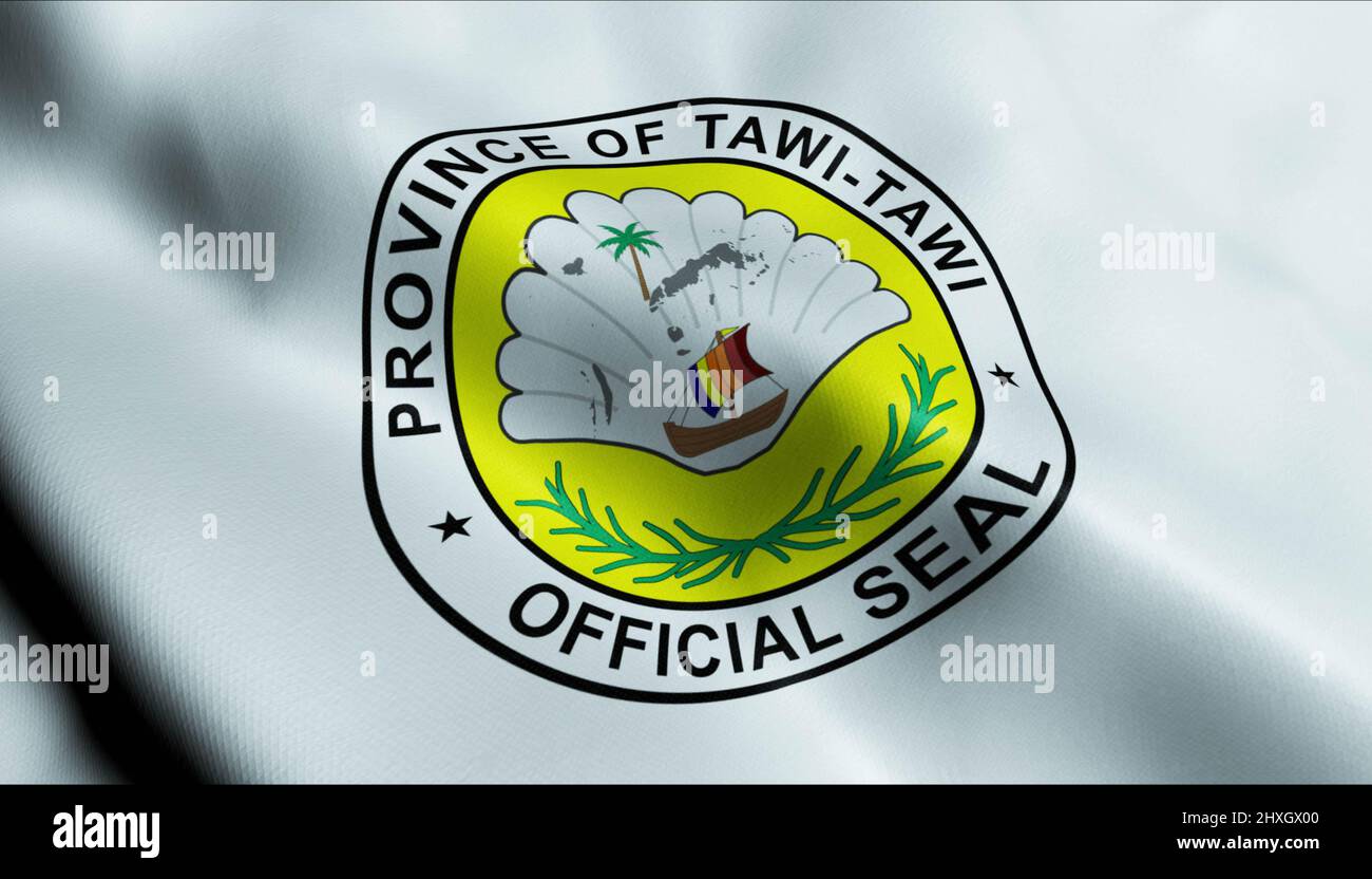 3D Illustration of a waving Philippines province flag of Tawi Tawi Stock Photo