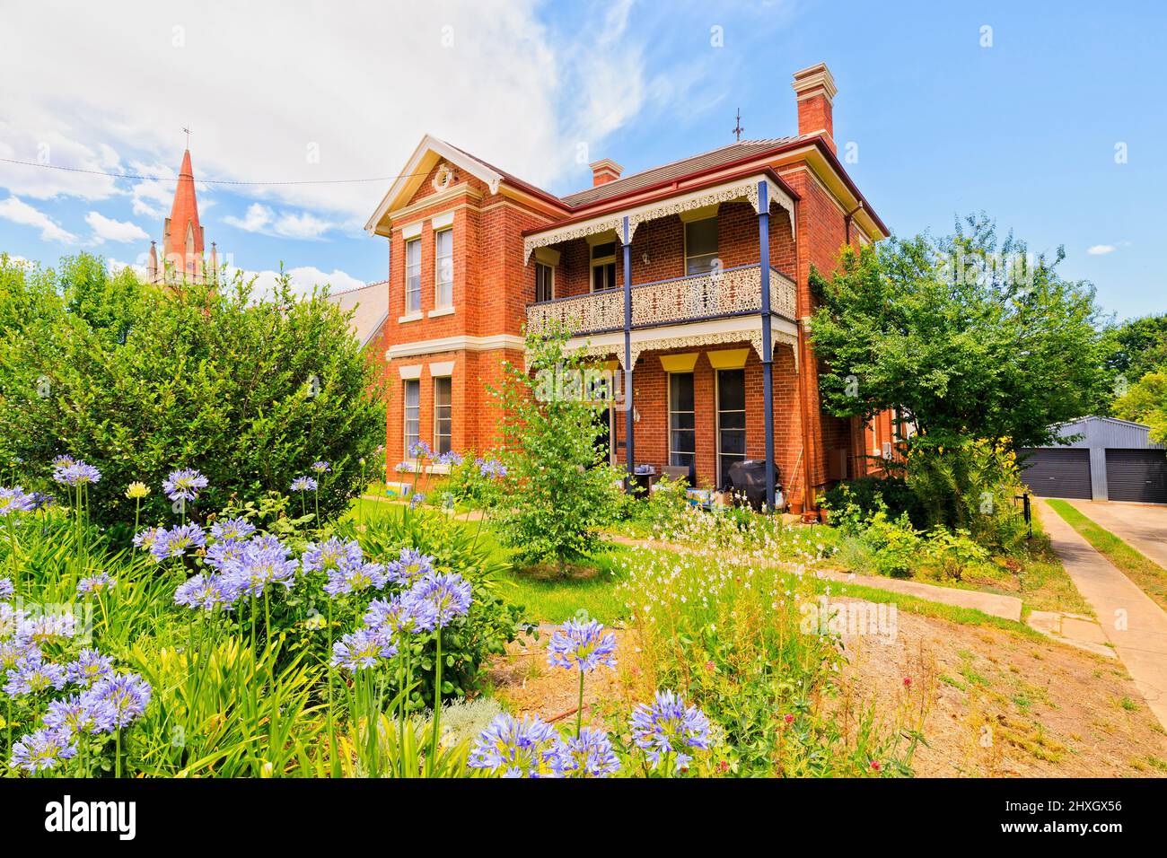 Scenic historic brick house in Wagga Wagga city of regional australia - Church street residential. Stock Photo