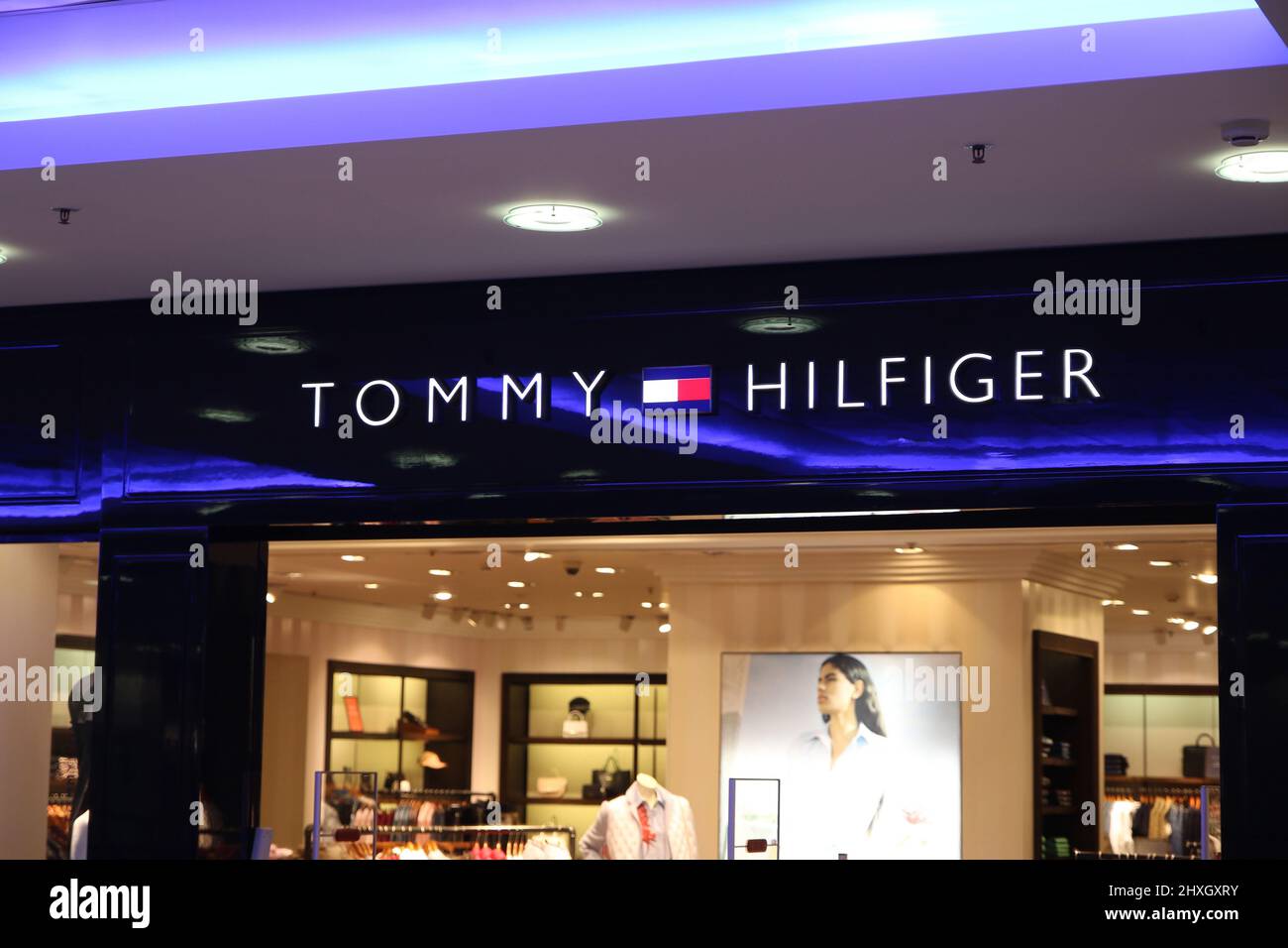Branded Tommy Hilfiger store seen at Saint-Petersburg shopping center.  Several premium brands announced the termination of their activities in  Russia Stock Photo - Alamy