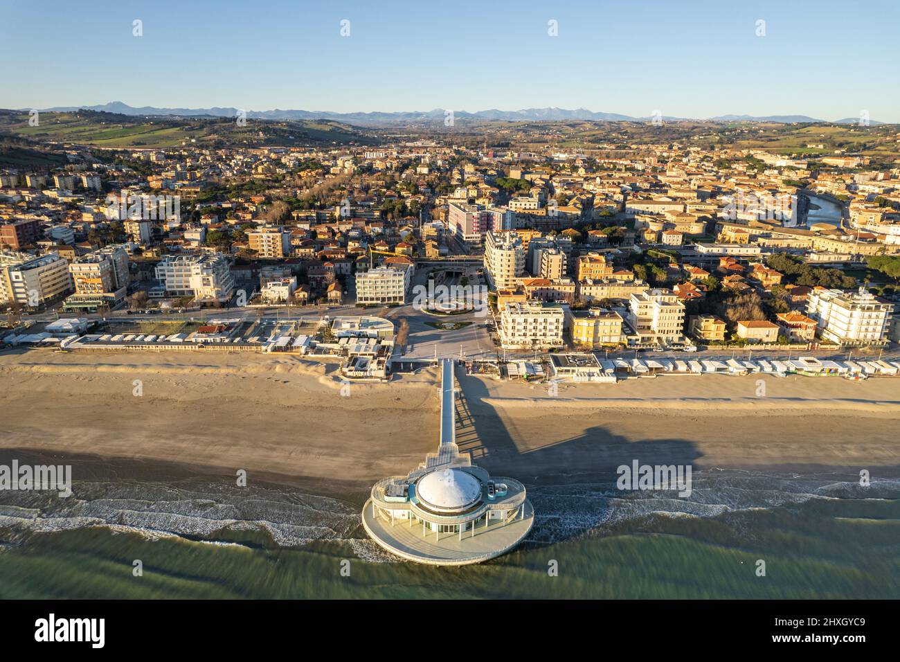 View of Italian coast at Senigallia town Stock Photo