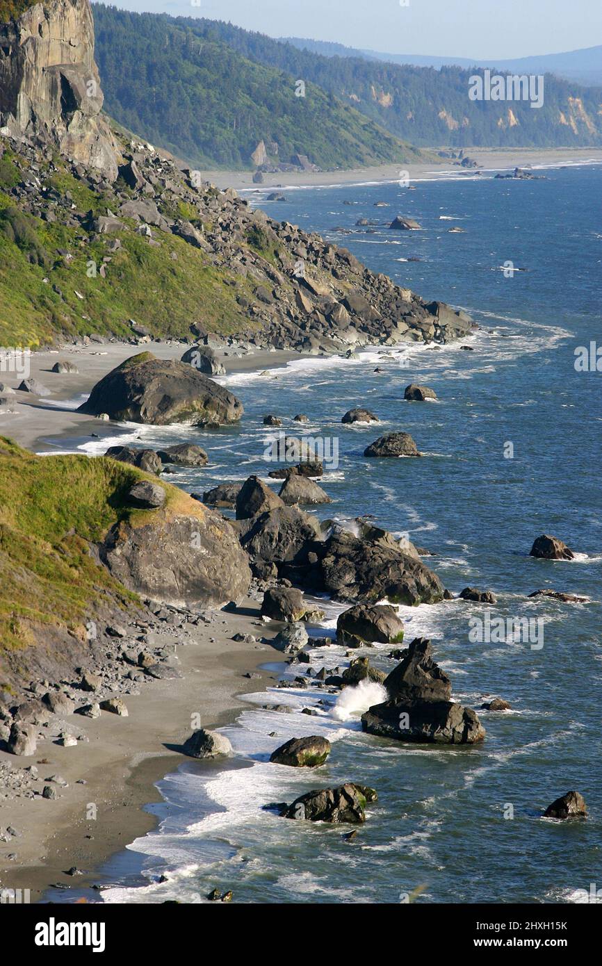 The scenic, rocky and volcanic coast of northern California Stock Photo