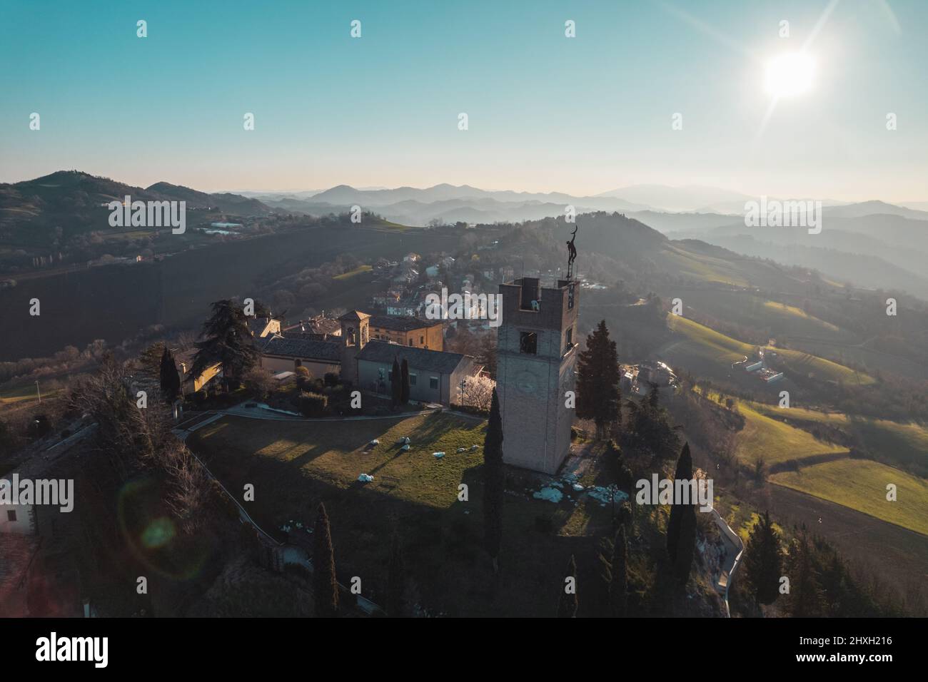 Aerial view of Peglio village Stock Photo Alamy