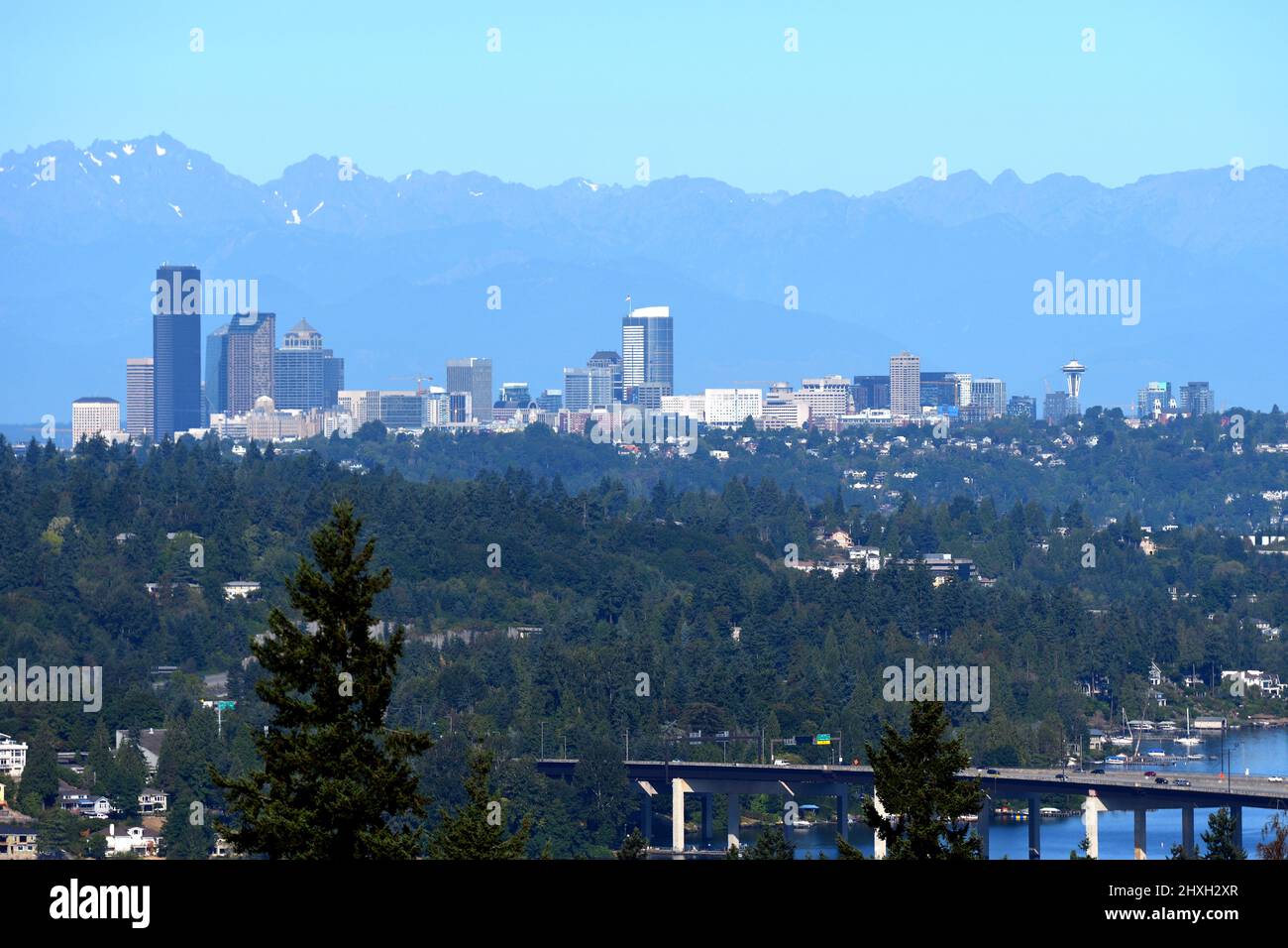 Seattle Skyline view from Bellevue, Washington USA Stock Photo