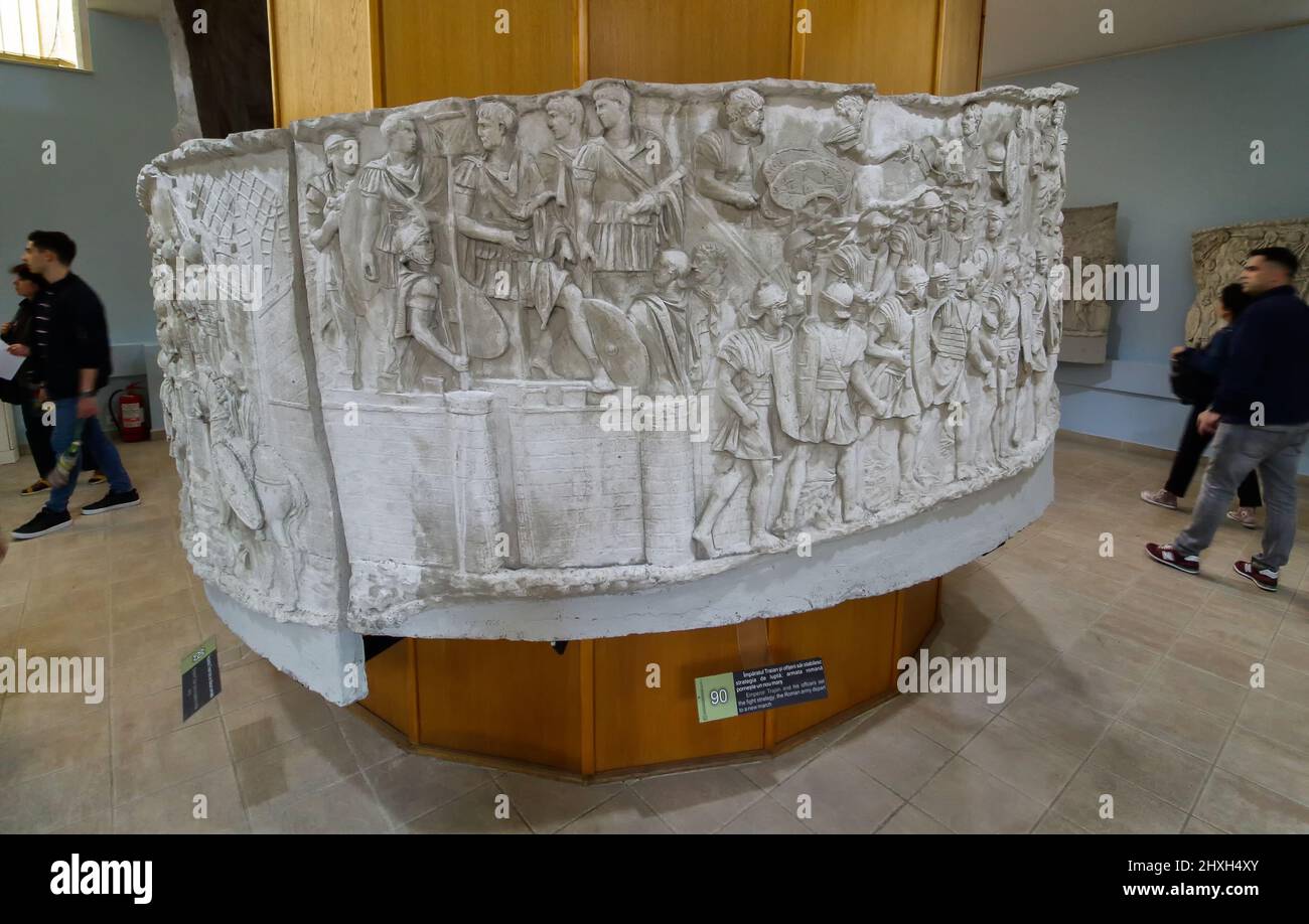 Bucharest, Romania - May 20, 2017: Long Night of Museums at National Museum of Romanian History open free to public and media. Copy in plaster of Traj Stock Photo