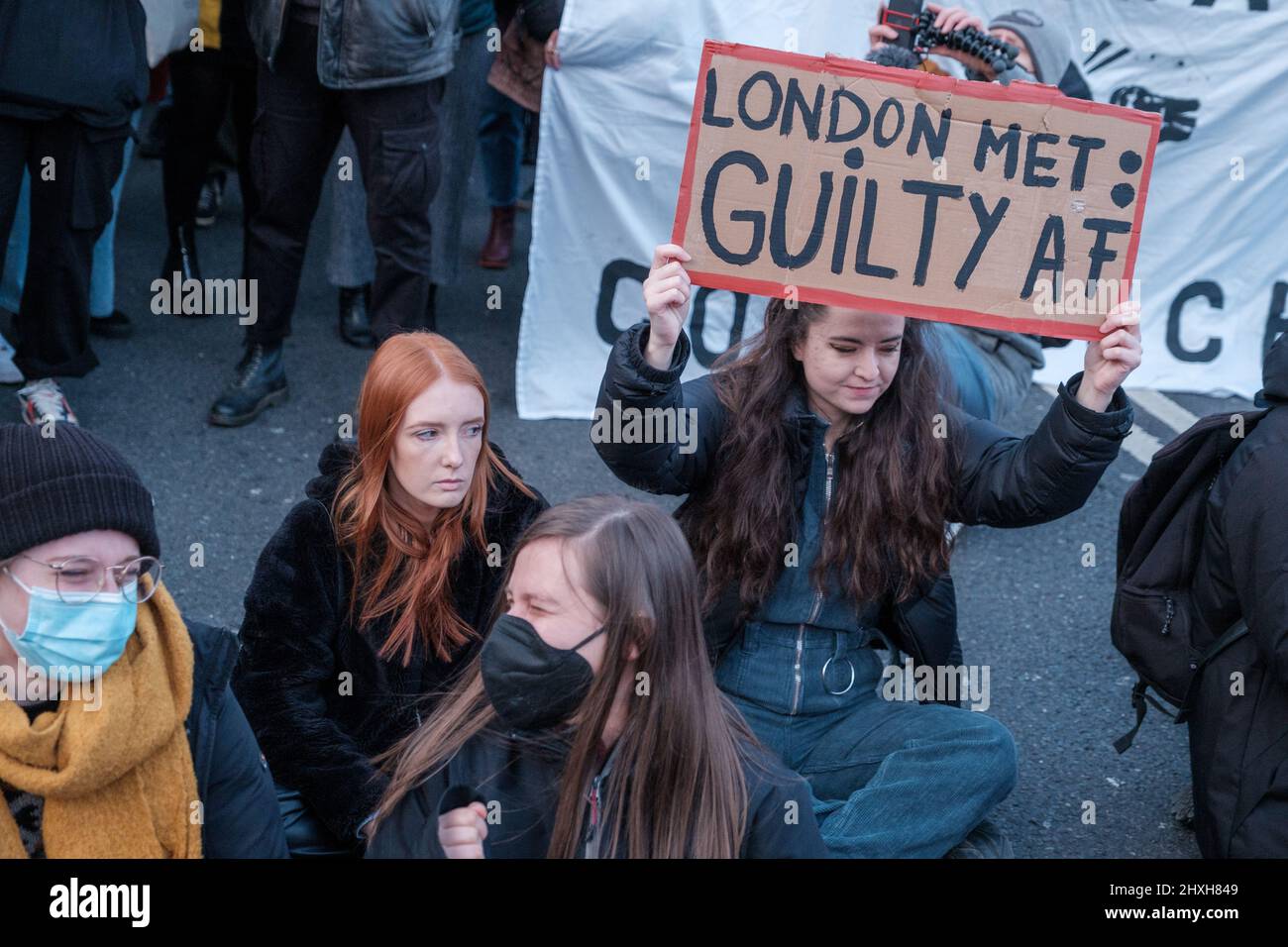 Sister Uncut came out in large with Marvina Newton & Patsy Stevenson to protest against the abusive Powers of the Police against women and the Clapham Stock Photo