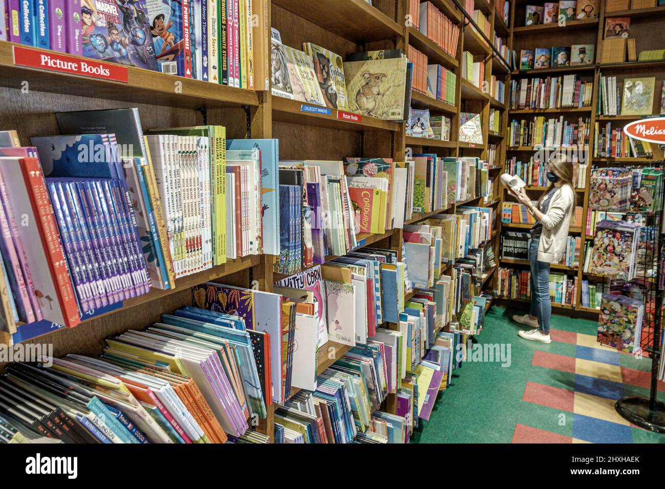 Coral Gables Florida Miami Books & Books bookstore inside interior bookshelf shelves Stock Photo