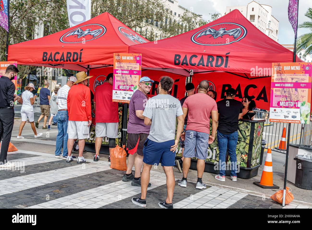 Coral Gables Florida Coral Way Miami Carnaval on the Miracle Mile annual Hispanic street festival carnival vendor vendors stall stalls booth booths fr Stock Photo