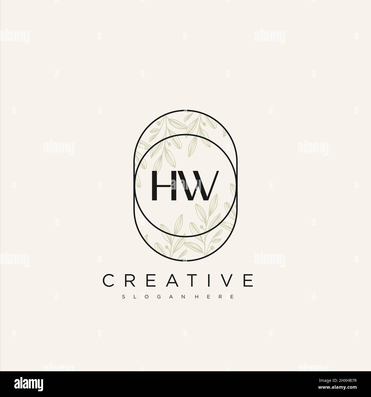 HW Initial Letter Flower Logo Template Vector premium vector Stock Vector