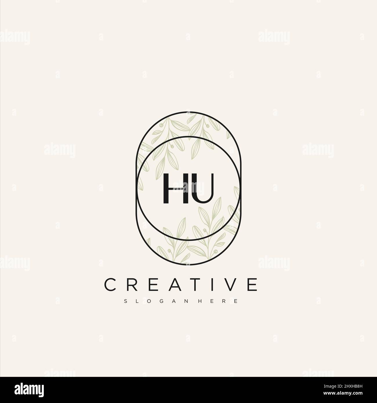 HU Initial Letter Flower Logo Template Vector premium vector Stock Vector