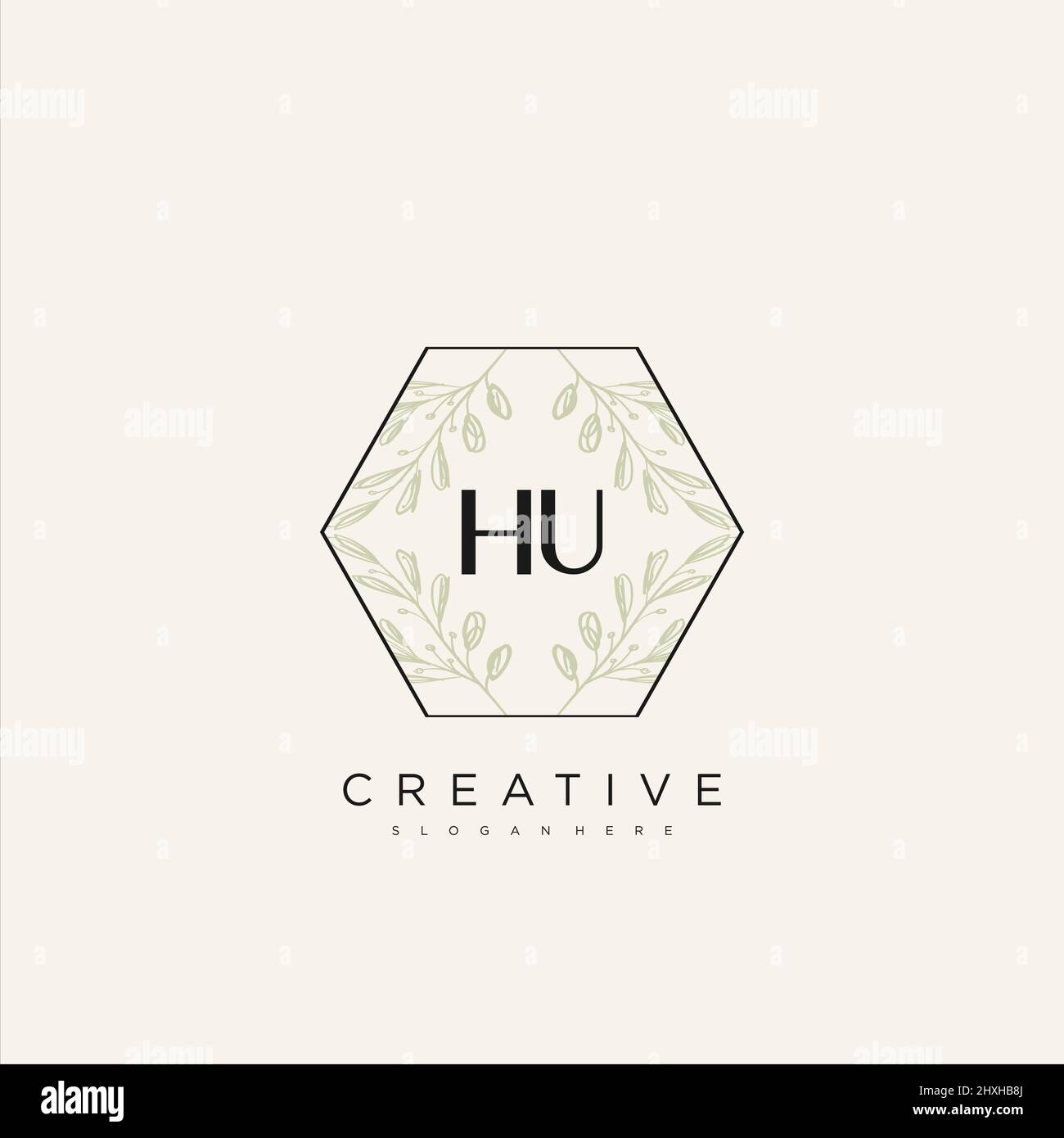 HU Initial Letter Flower Logo Template Vector premium vector Stock Vector