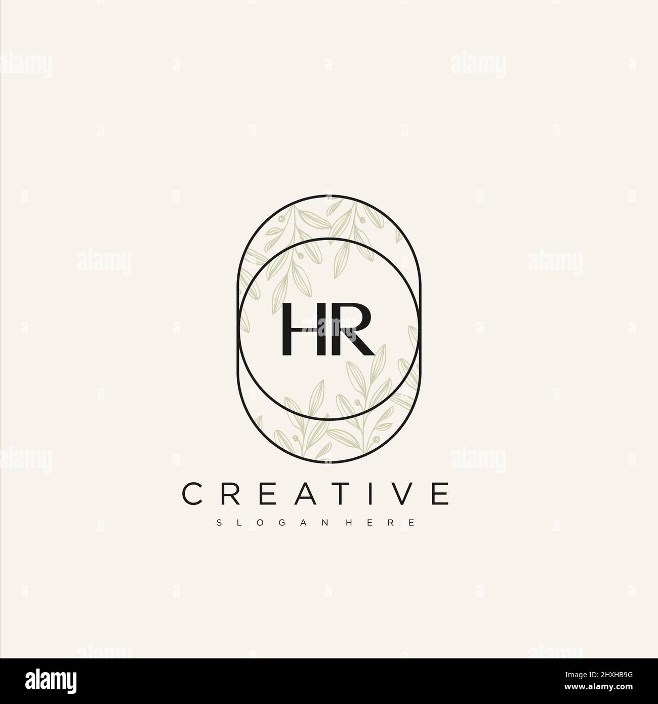 HR Initial Letter Flower Logo Template Vector premium vector Stock Vector