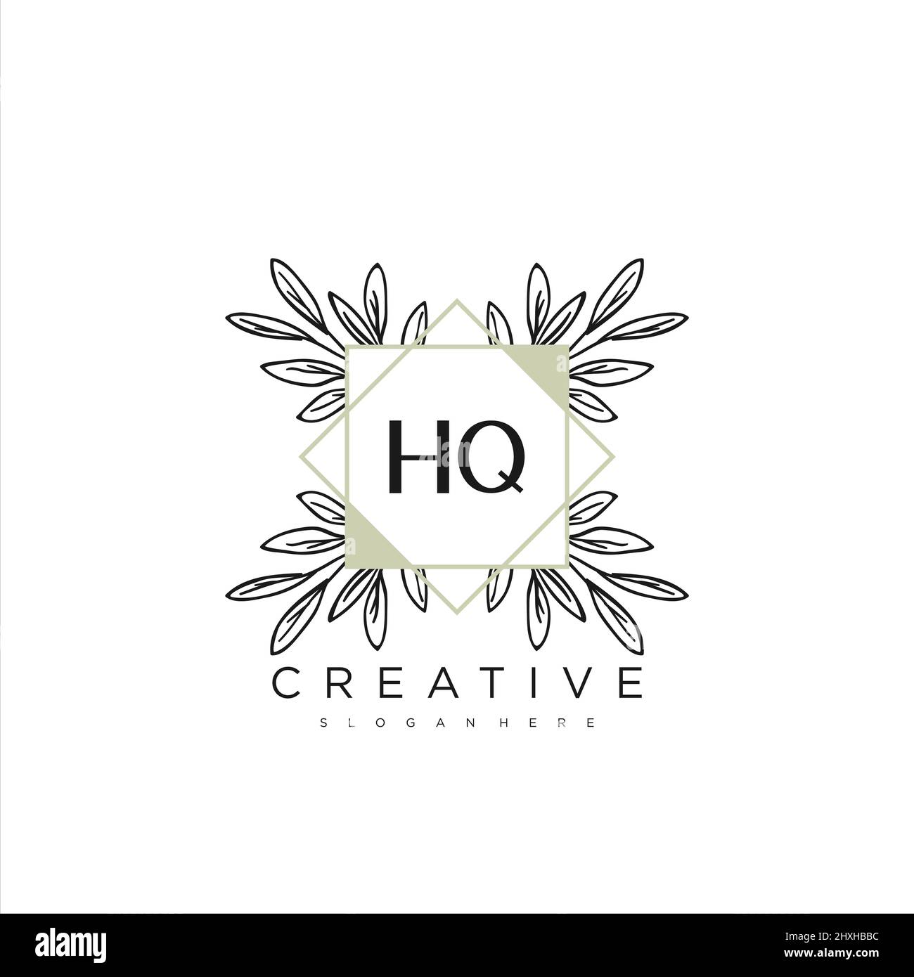HQ Initial Letter Flower Logo Template Vector premium vector Stock Vector