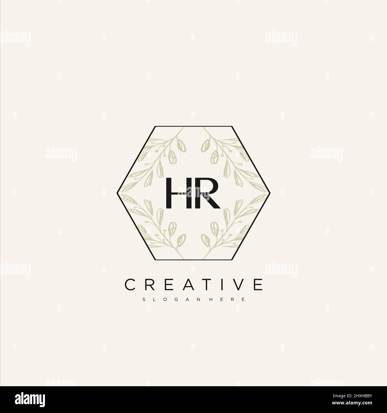 HR Initial Letter Flower Logo Template Vector premium vector Stock Vector