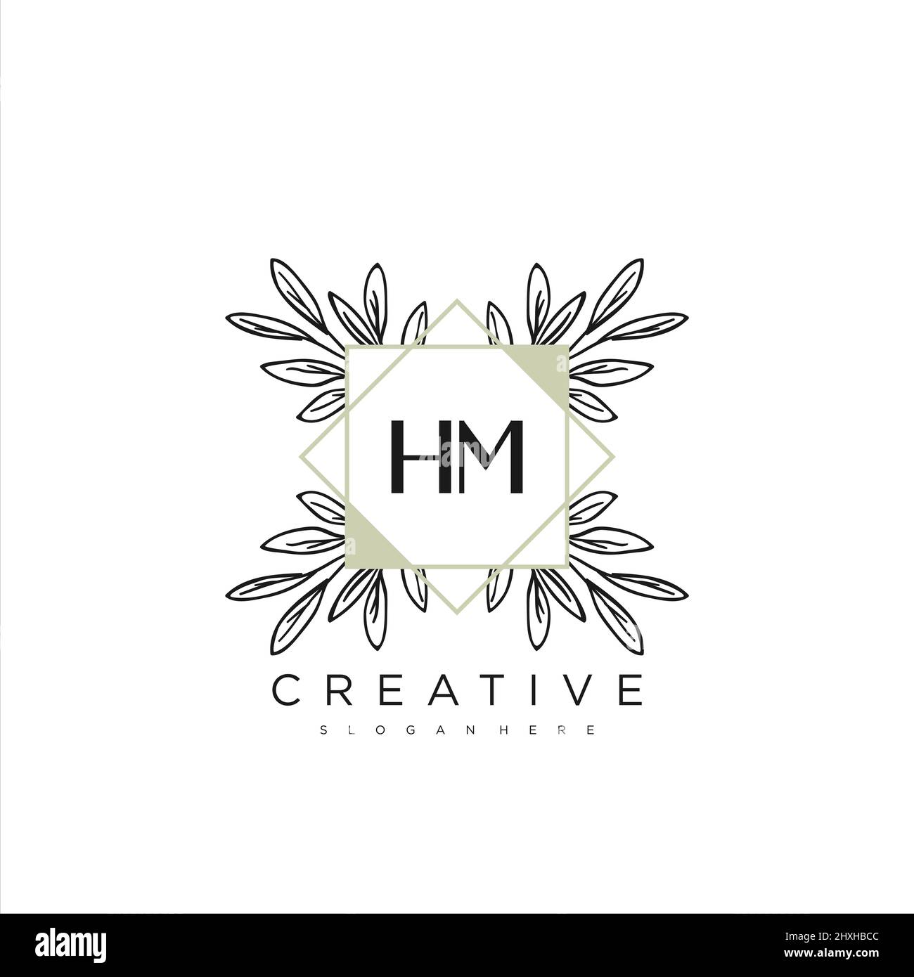 HM Initial Letter Flower Logo Template Vector premium vector Stock Vector