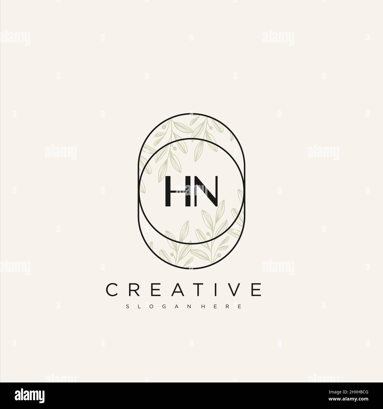 HN Initial Letter Flower Logo Template Vector premium vector Stock Vector
