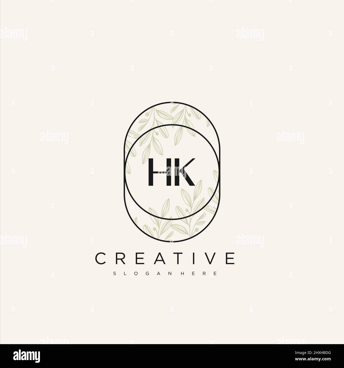 HK Initial Letter Flower Logo Template Vector premium vector Stock Vector