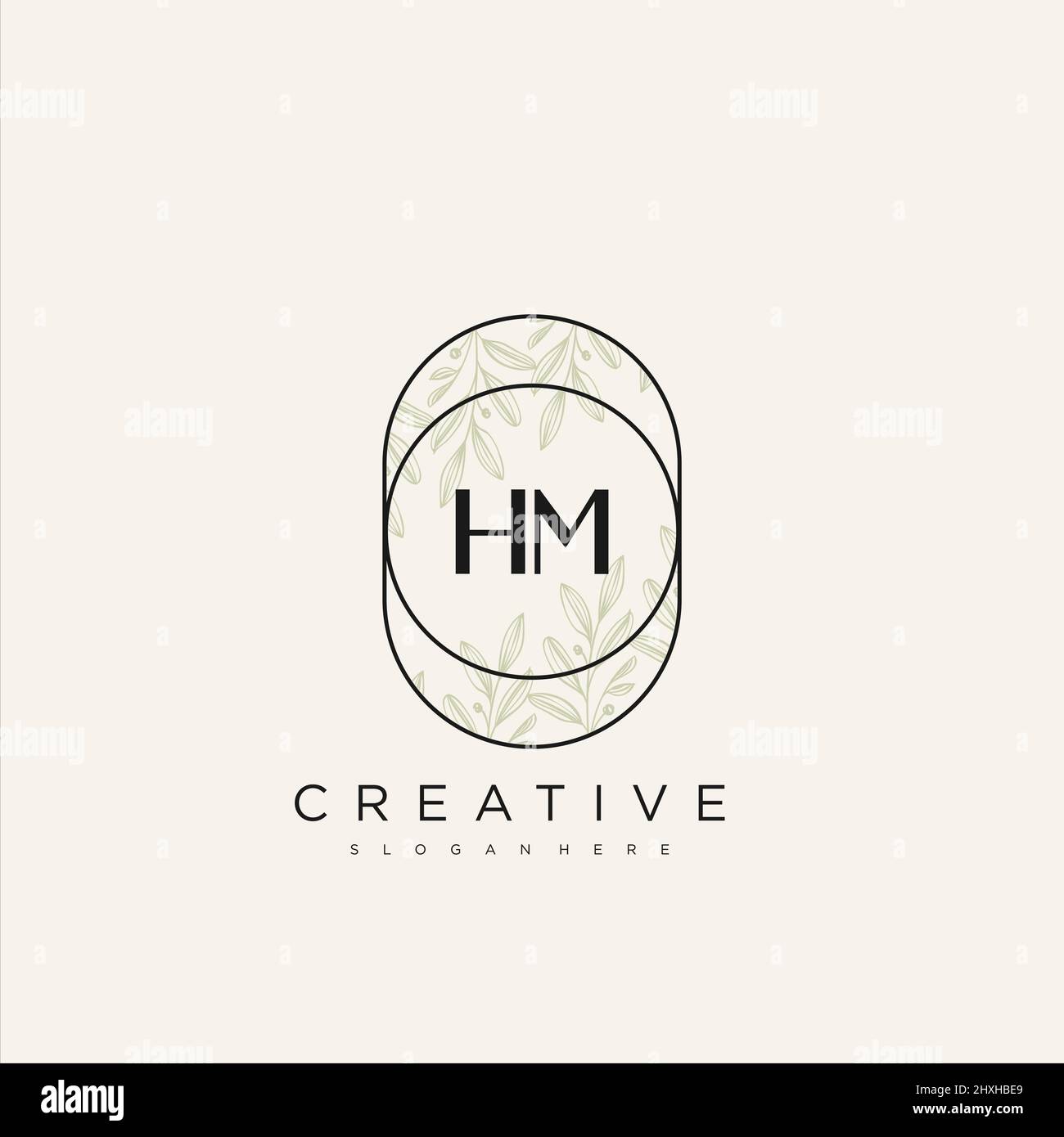 HM Initial Letter Flower Logo Template Vector premium vector Stock Vector