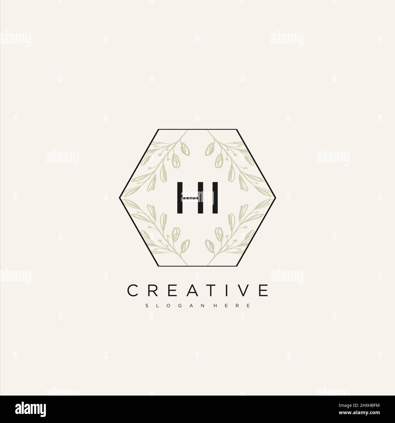 HI Initial Letter Flower Logo Template Vector premium vector Stock Vector