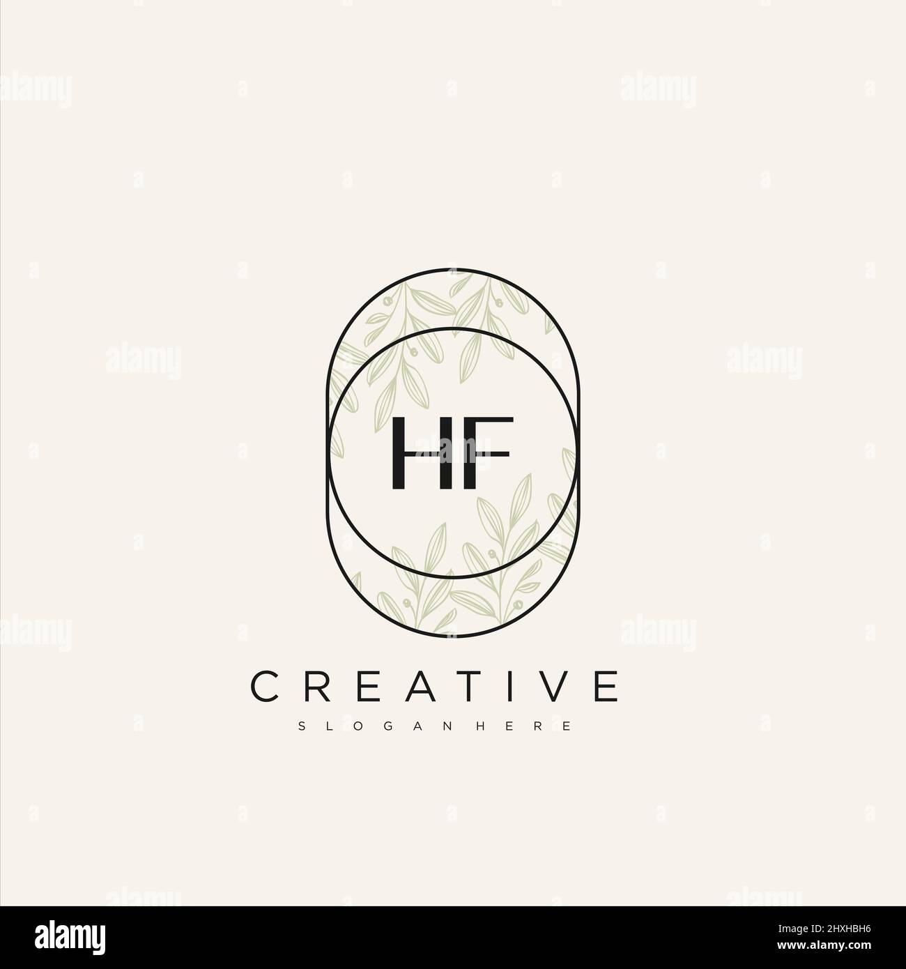 HF Initial Letter Flower Logo Template Vector premium vector Stock Vector