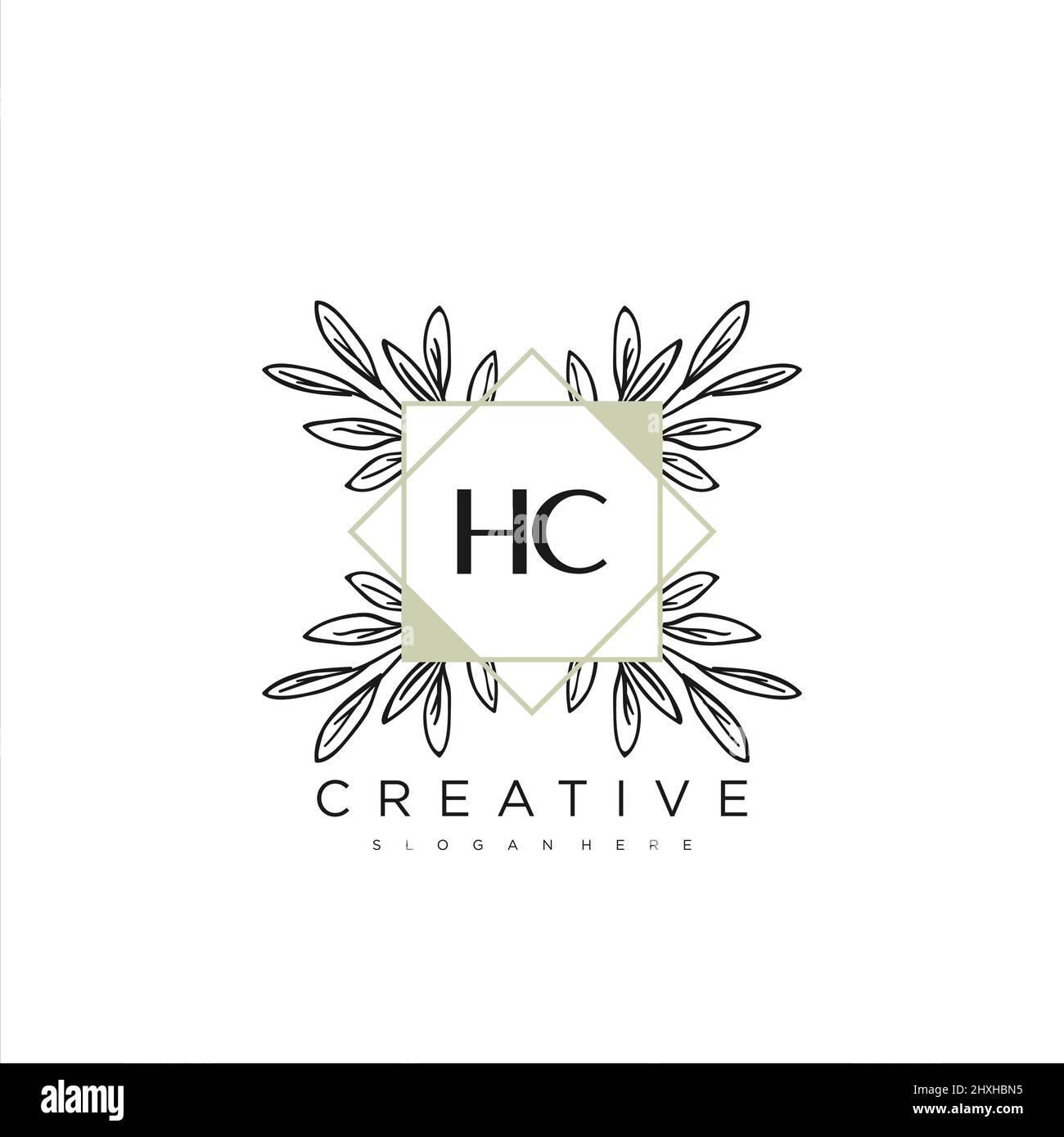 HC Initial Letter Flower Logo Template Vector premium vector Stock Vector