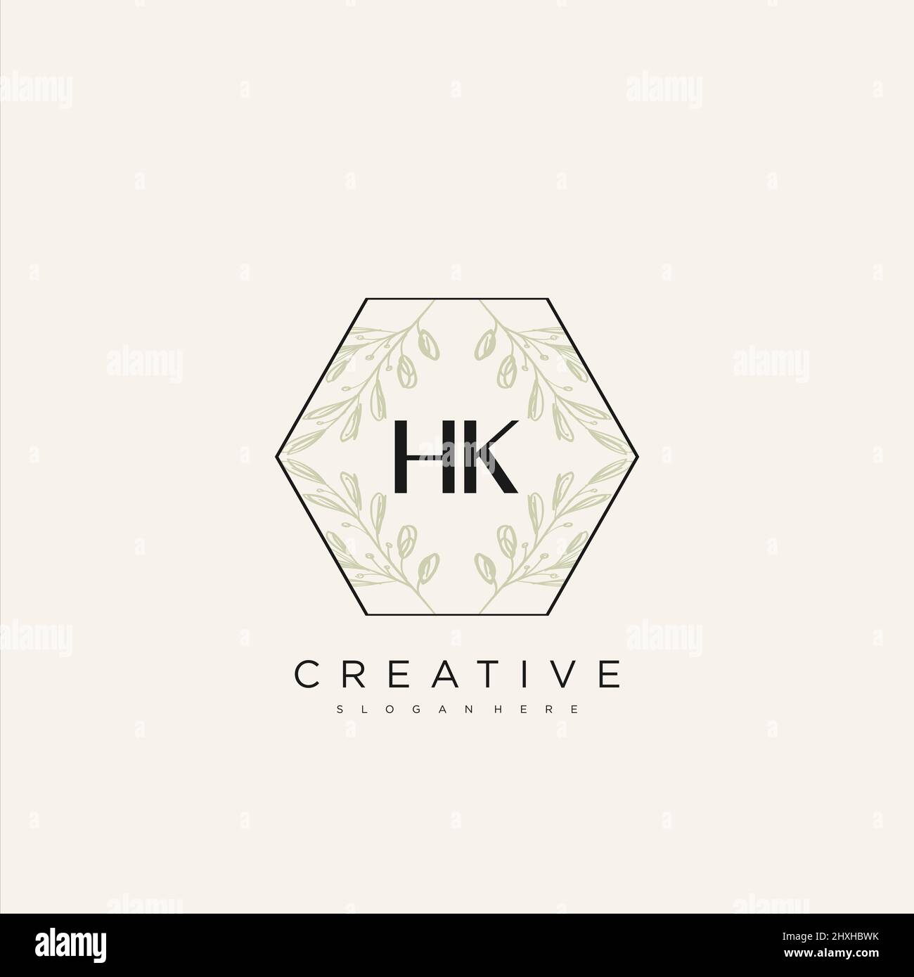 HK Initial Letter Flower Logo Template Vector premium vector Stock Vector
