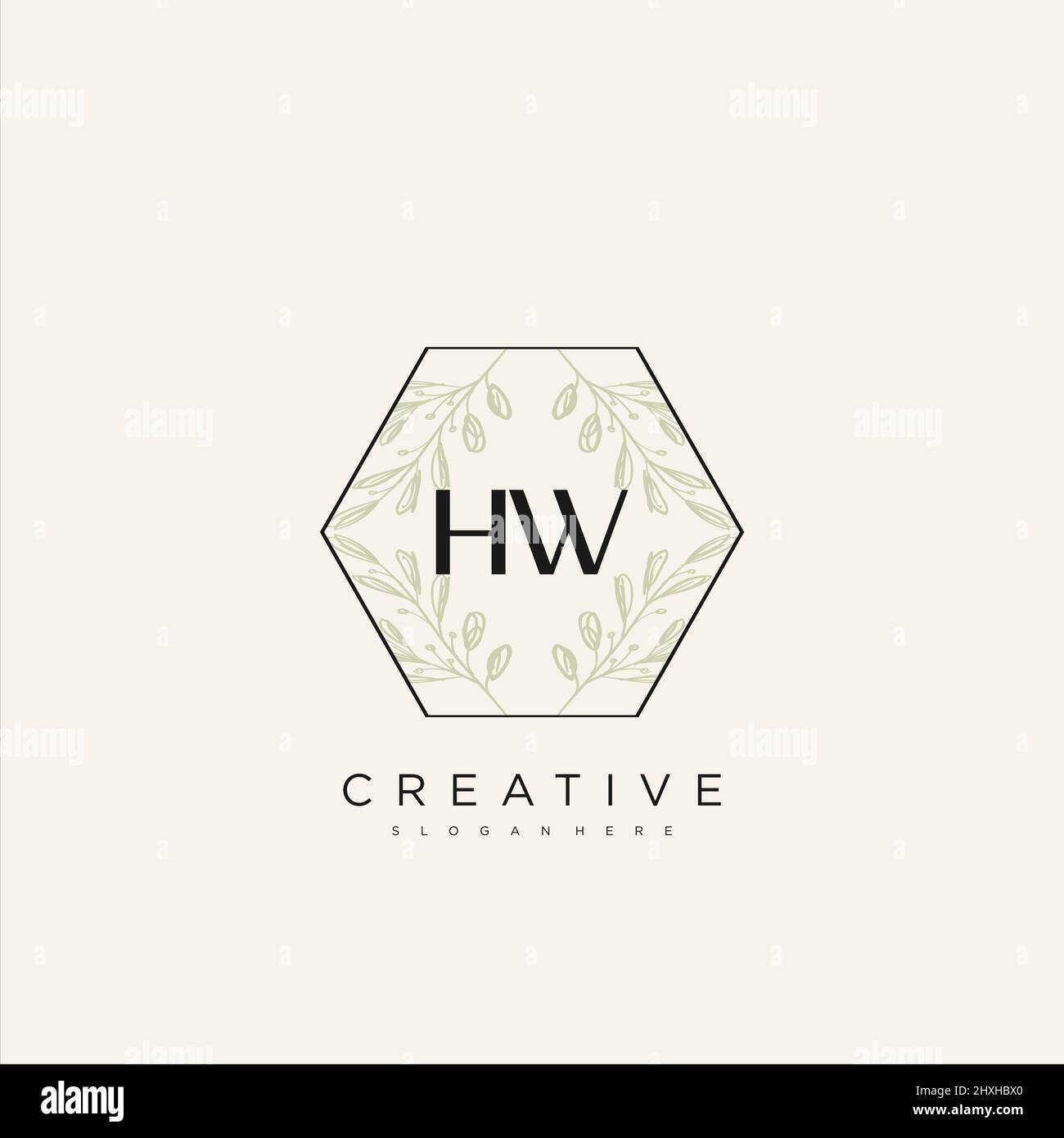 HW Initial Letter Flower Logo Template Vector premium vector Stock Vector