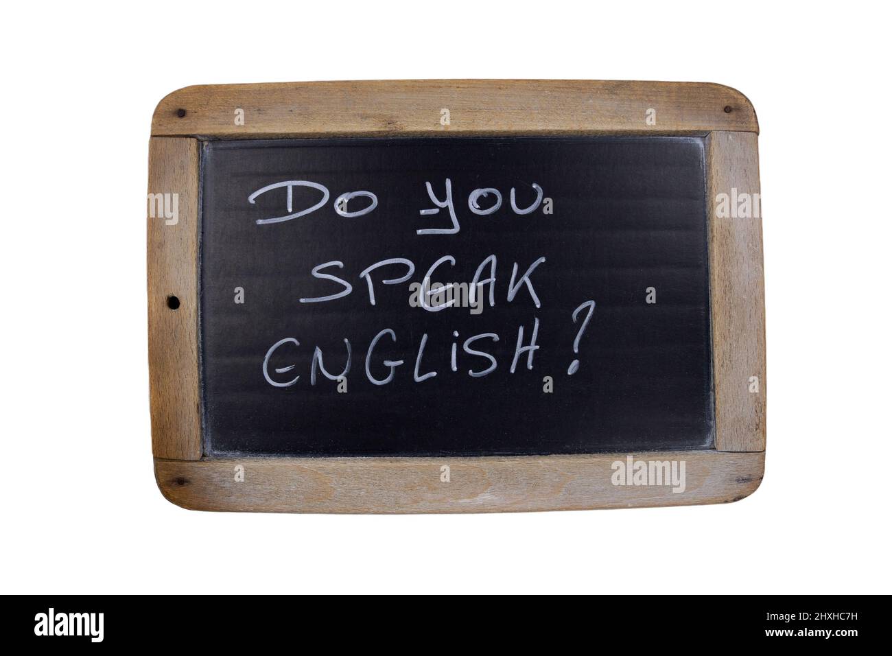 inscription in english do you speak english isolated on a slate Stock ...