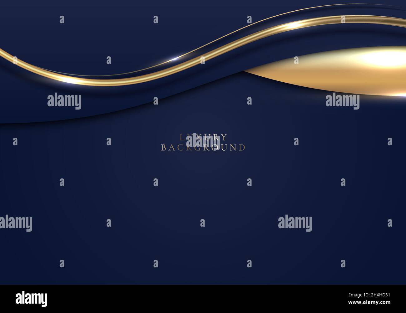 3D modern luxury template design blue and gold wave stripes with golden ...