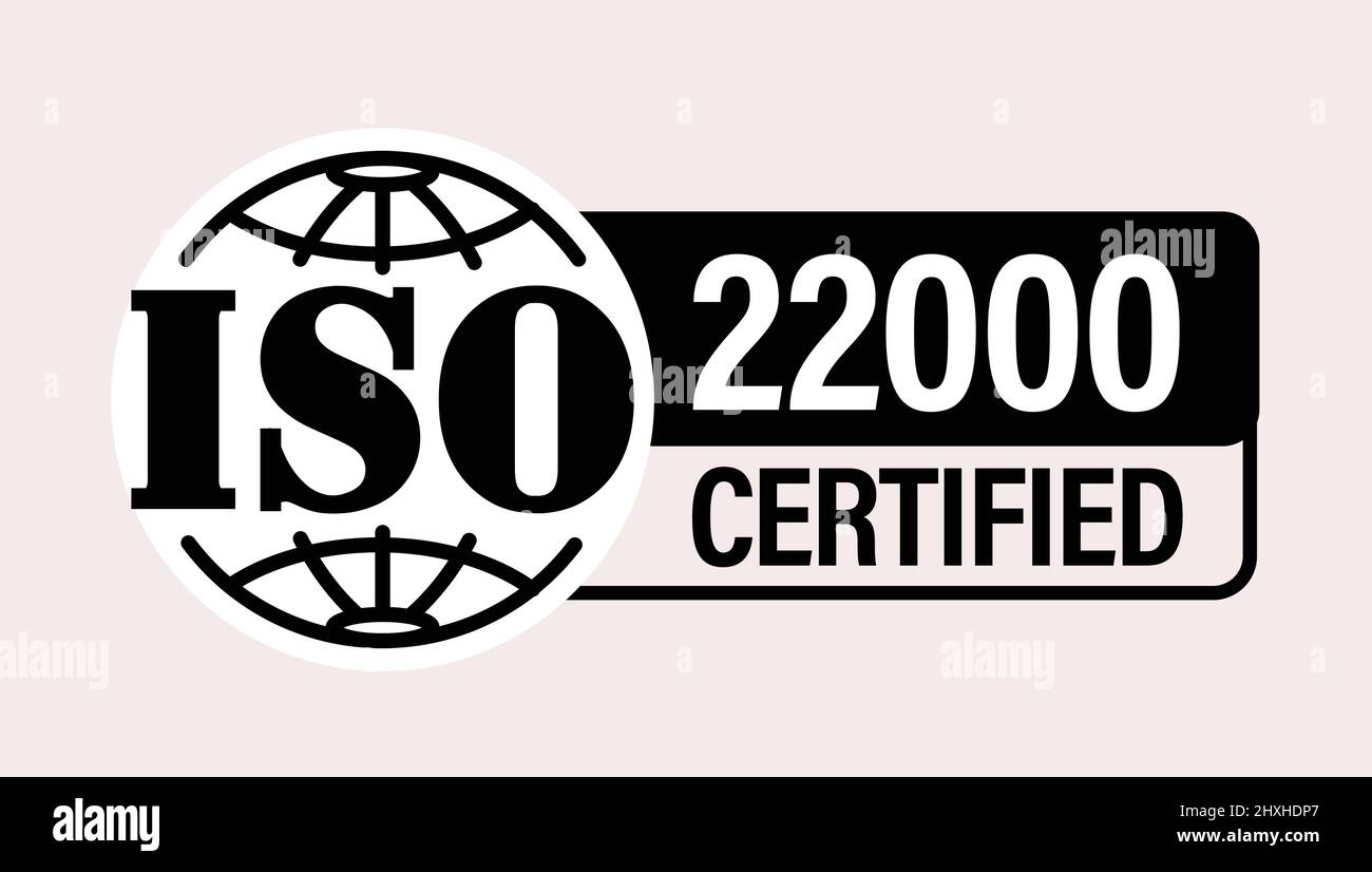 ISO standards quality control. ISO 22000 certified vector icon Stock Vector