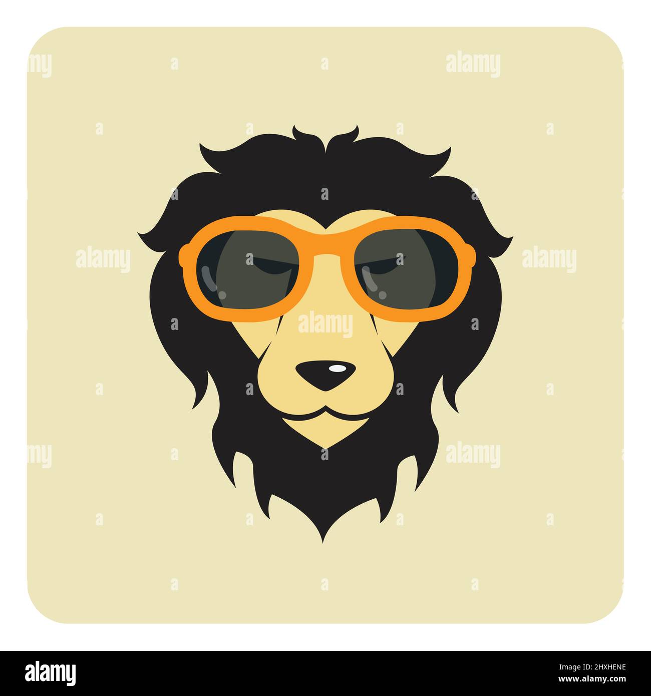 Vector image of lion wearing glasses. Fashion. Easy editable layered vector illustration. Stock Vector