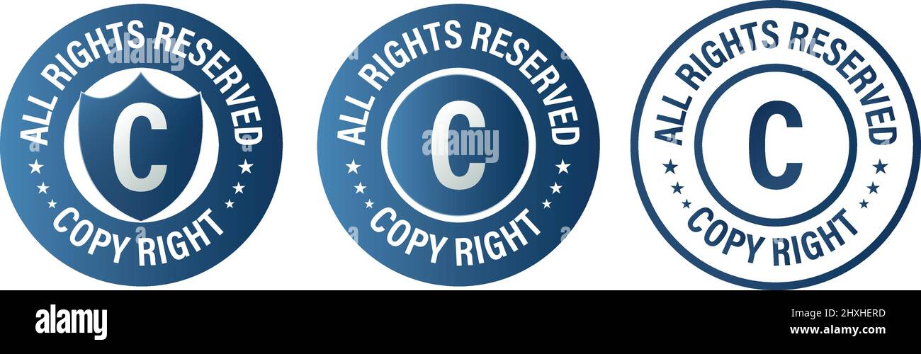 All rights reserved, copy right, vector icon set, Copyright notice