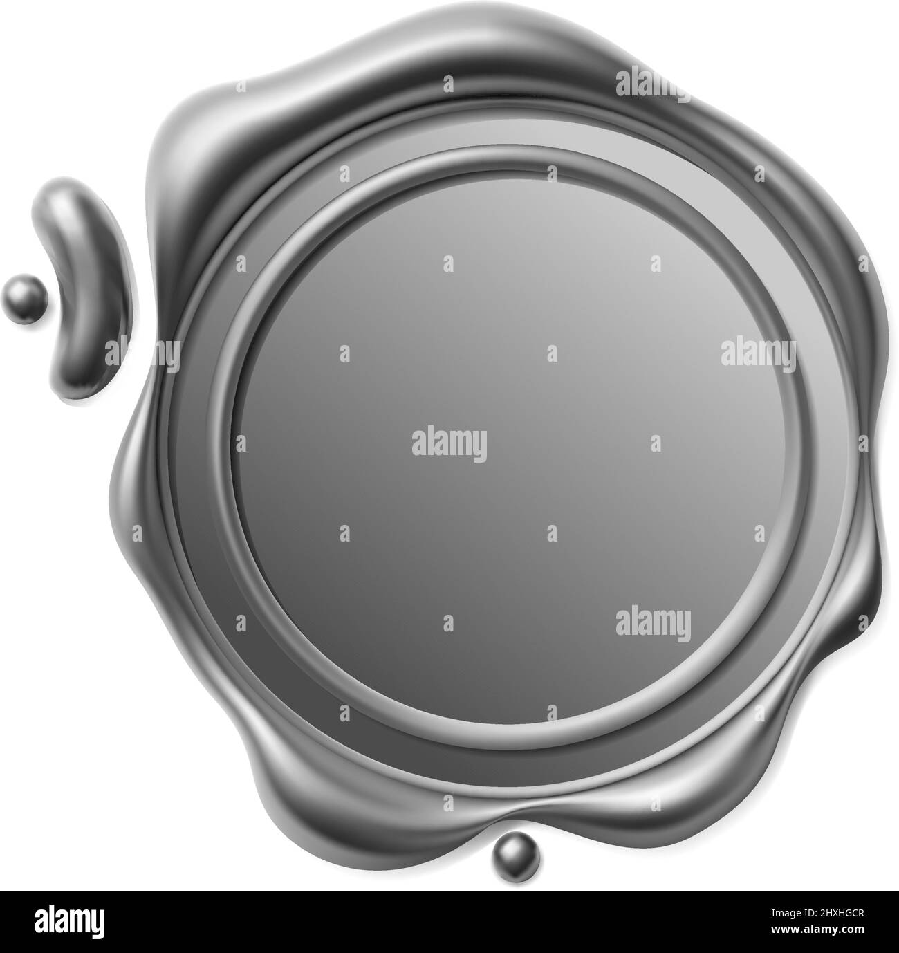 Seal wax 3d. Silver Wax candle stamp. Realistic vector render design