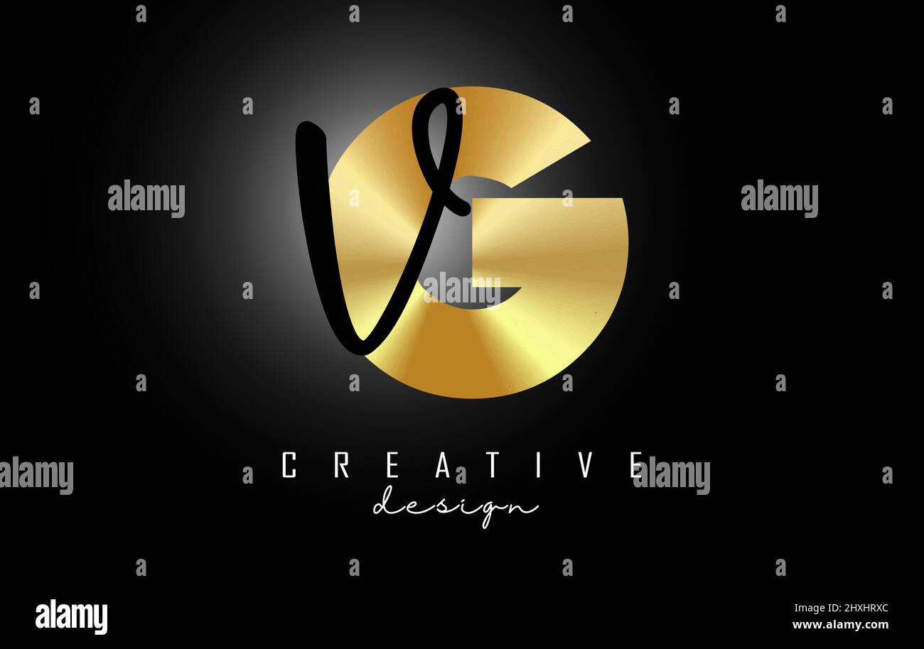 Golden Letters GV logo with a minimalist design. Letters G and V with ...